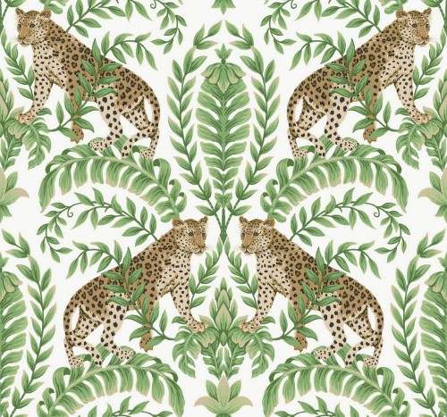 Tapeta w lamparty i liście York KT2203 Jungle Leopard 24 Karat