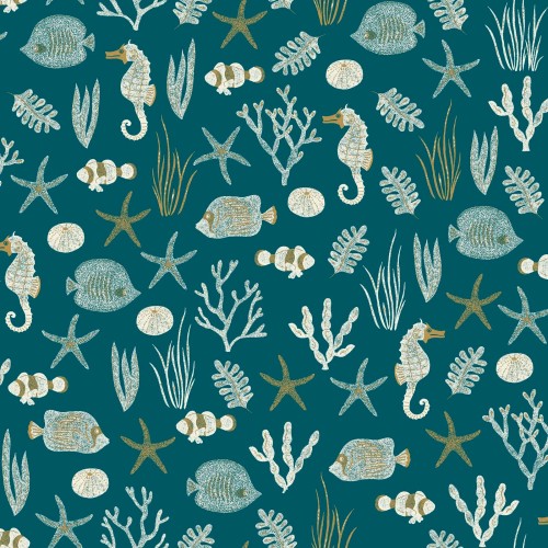 Tapeta marynistyczna muszle ryby koralowce Caselio SYO 102806022 Selfish Sea You Soon