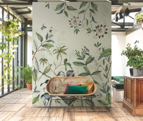 Mural tropikalne kwiaty i ptaki Casadeco BFM 87086107 Passiflore Beauty Full Image 2