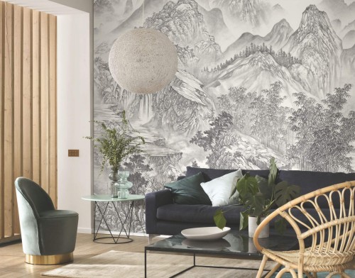 Mural krajobraz gór Casadeco BFM 87119104 Fusain Beauty Full Image 2