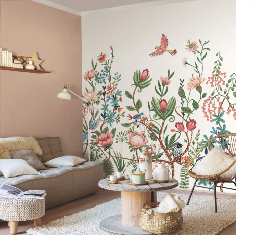 Mural w kwiaty i ptaki Caselio BFM 102414070 Luna Beauty Full Image 2