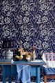 Tapeta Kwiaty i Ptaki Mind The Gap FOLK EMBROIDERY Indigo WP30016 Transylvanian Roots