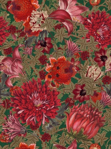 Tapeta Kwiaty Mind The Gap THE FLOWERING Green WP20552 Transylvanian Roots