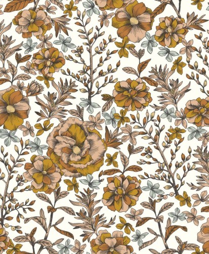 Tapeta w kwiaty róży Caselio NGR103060333 Jardin De Beauregard Nos Gravures