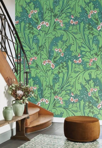 Mural liście akantu i kwiaty Casadeco ARCR86397687 Mollis Arts & Crafts