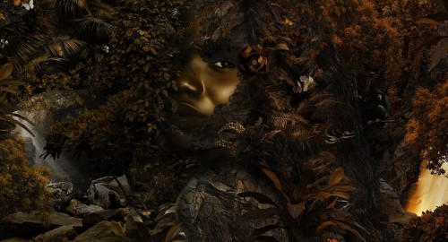 Tapeta Tropikalny Las Muance MU13011 Ubuntu Forest Amber