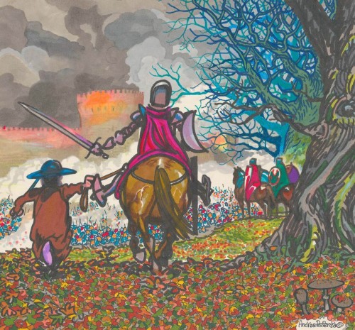 Fototapeta komiks historyczny 75754-2 Zanardi Medievale Cavalieri Senza Balloons Andrea Pazienza