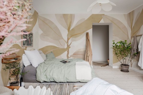 Fototapeta liście bananowca Rebel Walls R18392 Ruby Amber Simplicity