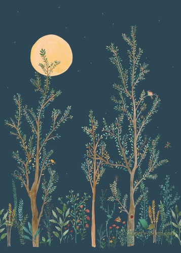 Mural roślinny Caselio GNL101666520 Midnight Walk Green Life