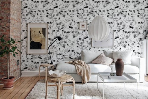 Fototapeta twarze Rebel Walls R18272 Fala Bozetto Graphite Linda Vagnelind