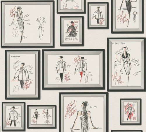 Tapeta szkice i projekty w ramkach 37846-3 Karl Lagerfeld