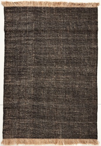 Dywan z frędzlami czarny Nordic Nature Black - wełna z jutą