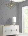 Tapeta metalizowana niebiesko-złota York Wallcoverings OS4202 Perfect Petals Candice Olson Modern Nature 2