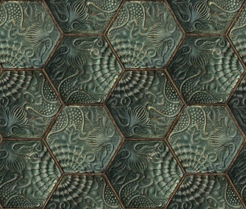 Tapeta heksagony Rebel Walls R18527 Hexagon Tiles Emerald Pops