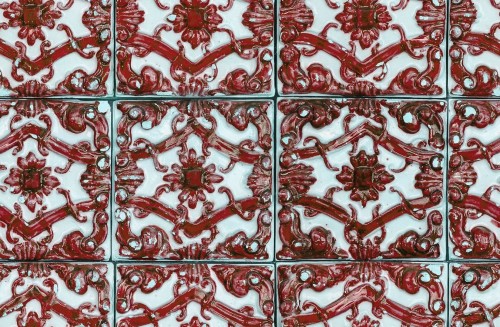 Tapeta jak płytki Rebel Walls R18550 Artisan Tiles Indian Red Pops