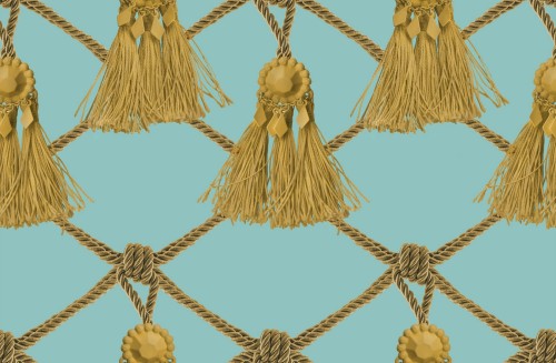 Tapeta frędzle Rebel Walls R18561 Tassels Soft Turquoise Pops