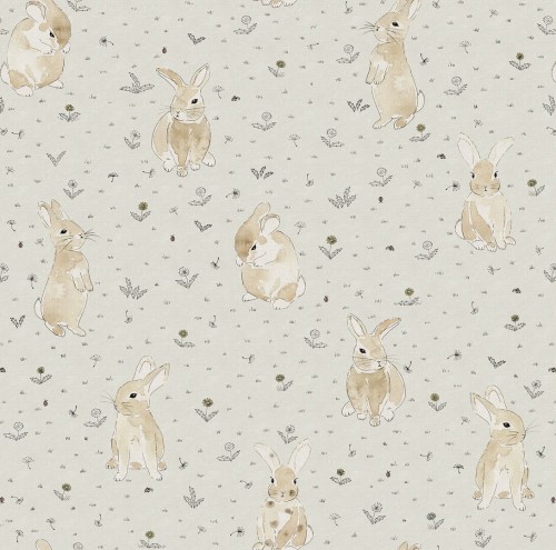 Tapeta króliczki Rebel Walls R18081 Bunny Field Sand Dreamland