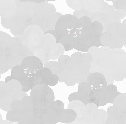 Tapeta chmurki Rebel Walls R18143 Happy Clouds Graphite Dreamland