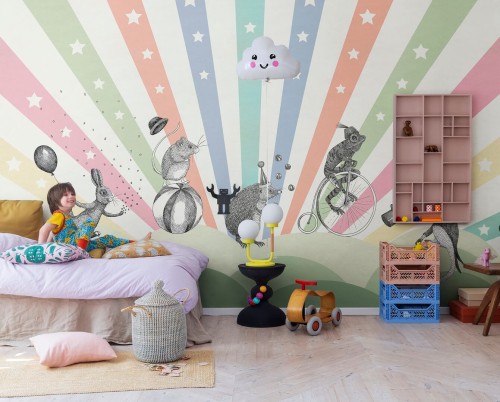 Fototapeta cyrk Rebel Walls R18172 Circus Rainbow Dreamland