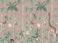 Fototapeta dżungla Rebel Walls R16796 Giraffes Stroll Pink Wonder World