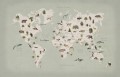 Fototapeta mapa ze zwierzętami Rebel Walls R18441 World of Wonders Mint Wonder World