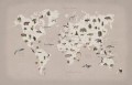 Fototapeta mapa ze zwierzętami Rebel Walls R18442 World of Wonders Pastel Pink Wonder World