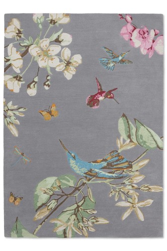 Dywan z botanicznym wzorem szary HUMMINGBIRD GREY 037804 Wedgwood