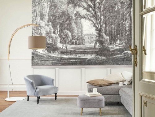 Mural dworski krajobraz Casadeco LBTJ 87989207 S Balade Au Parc Les Belles Toiles de Jouy
