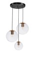 Lampa wisząca Famlight Bacan Złota Patyna Czarna 3 kule