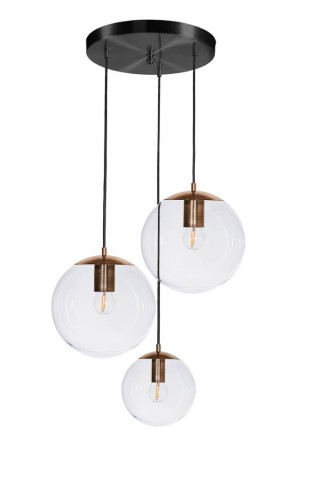 Lampa wisząca Famlight Bacan Złota Patyna Czarna 3 kule