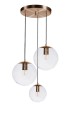 Lampa wisząca Famlight Bacan Złota Patyna 3 kule