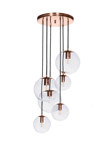 Lampa wisząca Bacan Famlight Złota Miedź 6 kul