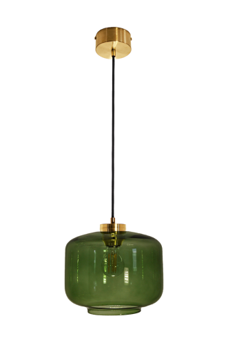Lampa wisząca Famlight Jawa Butelkowa Zieleń Złota Mosiądz