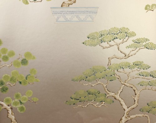 Tapeta drzewa w doniczkach Sanderson 217108 Penjing Water Garden