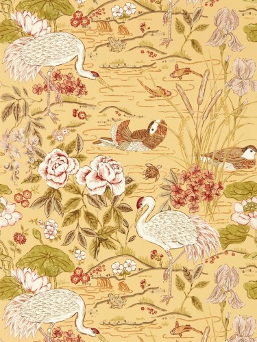 Tapeta botaniczna wodny ogród Sanderson 217124 Crane & Frog Water Garden