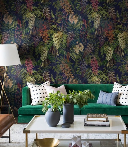 Mural botaniczny Wallcolors Acacia Dark Blue Dzień Dobry