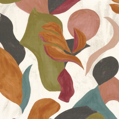 Tkanina lniana w abstrakcyjne liście Casamance 32110104 Air De Fete