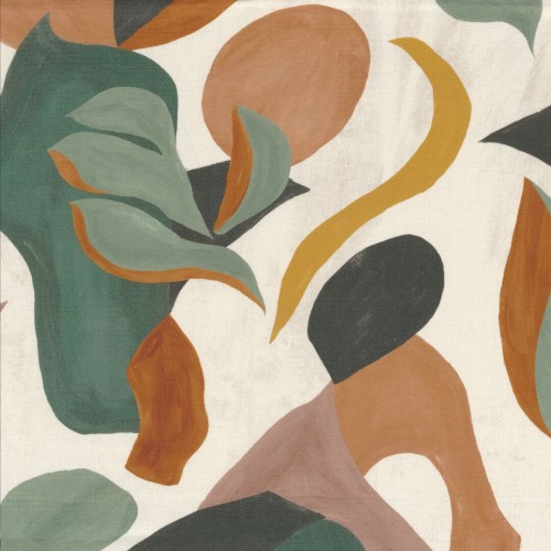 Tkanina lniana w abstrakcyjne liście Casamance 32110208 Air De Fete