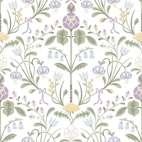 Tapeta roślinny ornament Sandberg S10154 Till Carl Lilac Huset i Solen