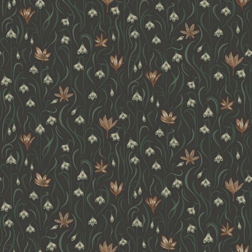 Tapeta w kwiatki Sandberg S10158 Signe Charcoal Huset i Solen