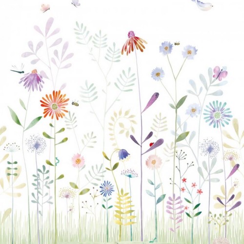 Mural polne kwiaty i ślimaki Casadeco OUAT 88287204 L The Garden Small World With Snail Once Upon A Time