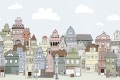Fototapeta londyńska kamienica Rebel Walls R14602 London Houses Summer Rebel Favorites