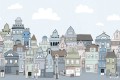 Fototapeta londyńska kamienica Rebel Walls R14603 London Houses Blue Rebel Favorites