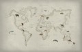 Fototapeta mapa świata i dzikie zwierzęta Rebel Walls R17231 Animal World Rebel Favorites