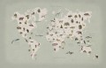 Fototapeta mapa świata i zwierzęta Rebel Walls R18441 Animal World Mint Rebel Favorites