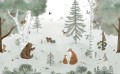 Mural brzozowy las ze zwierzętami Lilipinso H0702 Mountain Life