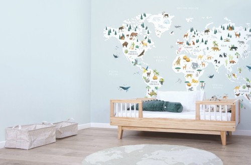 Mural mapa świata i zwierzęta Lilipinso H0719 Animals World Map