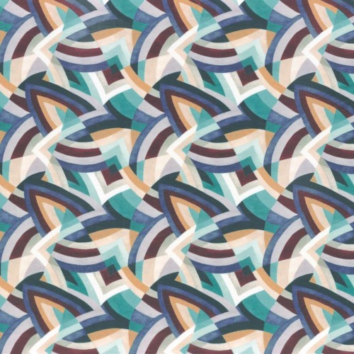 Tkanina aksamit z geometrycznym wzorem Camengo 47880403 Capoiera Carioca