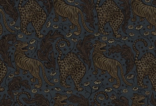Tapeta tygrysy Rebel Walls R19212 Year of the Tiger Midnight Vintage Brocade