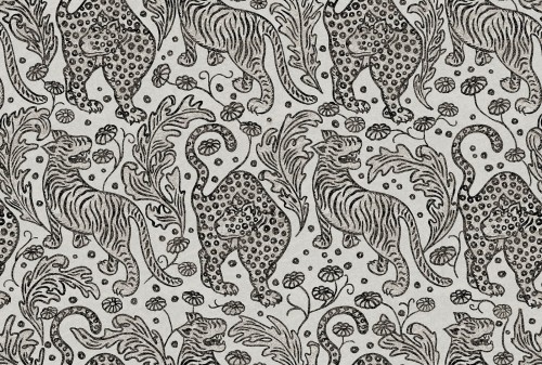 Tapeta tygrysy Rebel Walls R19215 Year of the Tiger Graphite Vintage Brocade